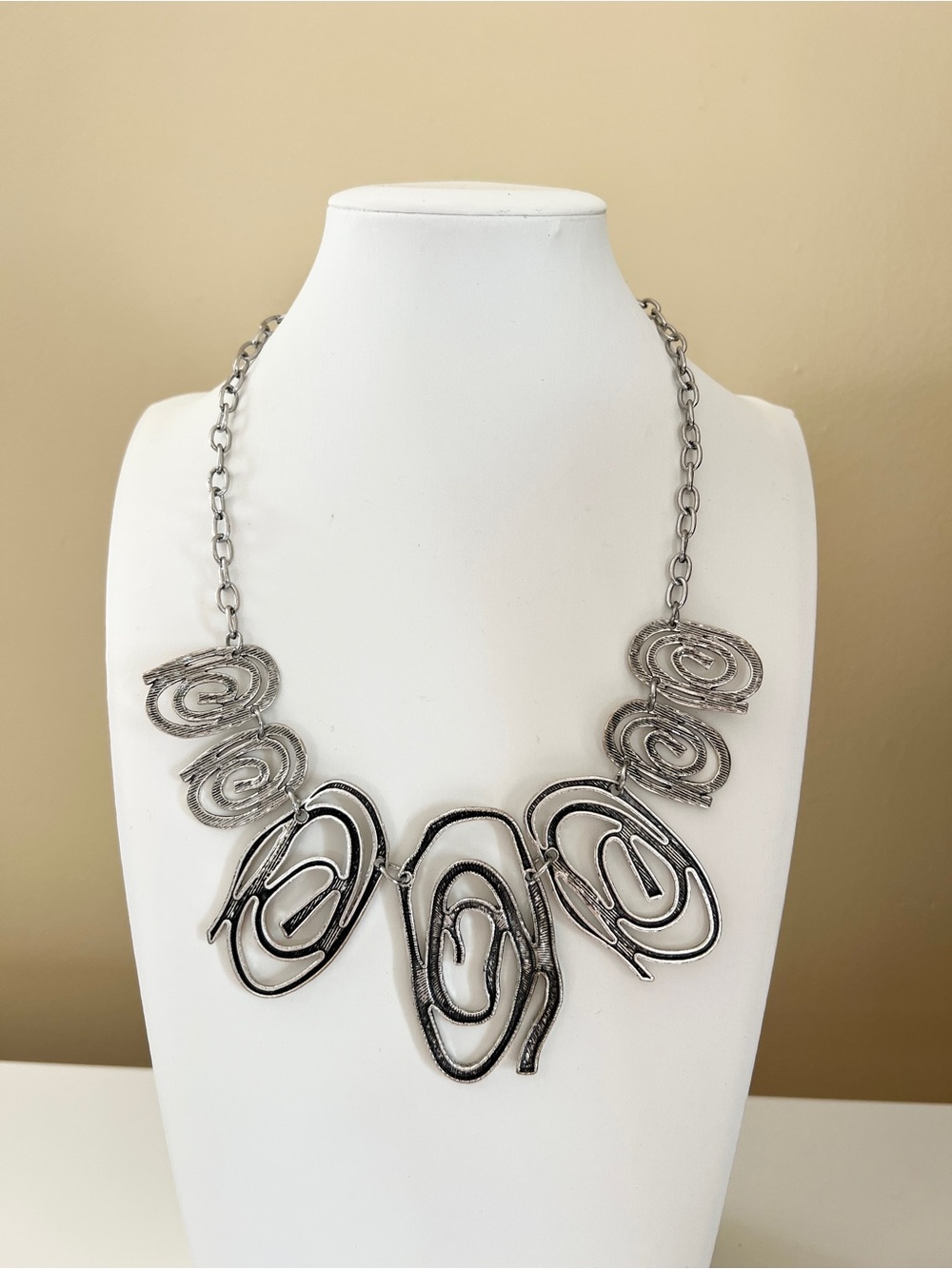 Contemporary Silver-Tone Swirl Statement Necklace - Women Jewelry
